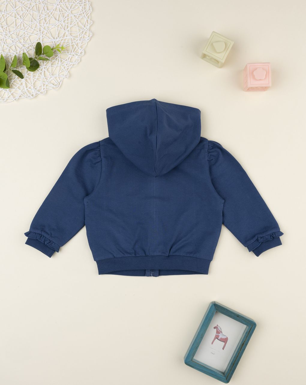 Felpa bimba blu farfalle con cappuccio