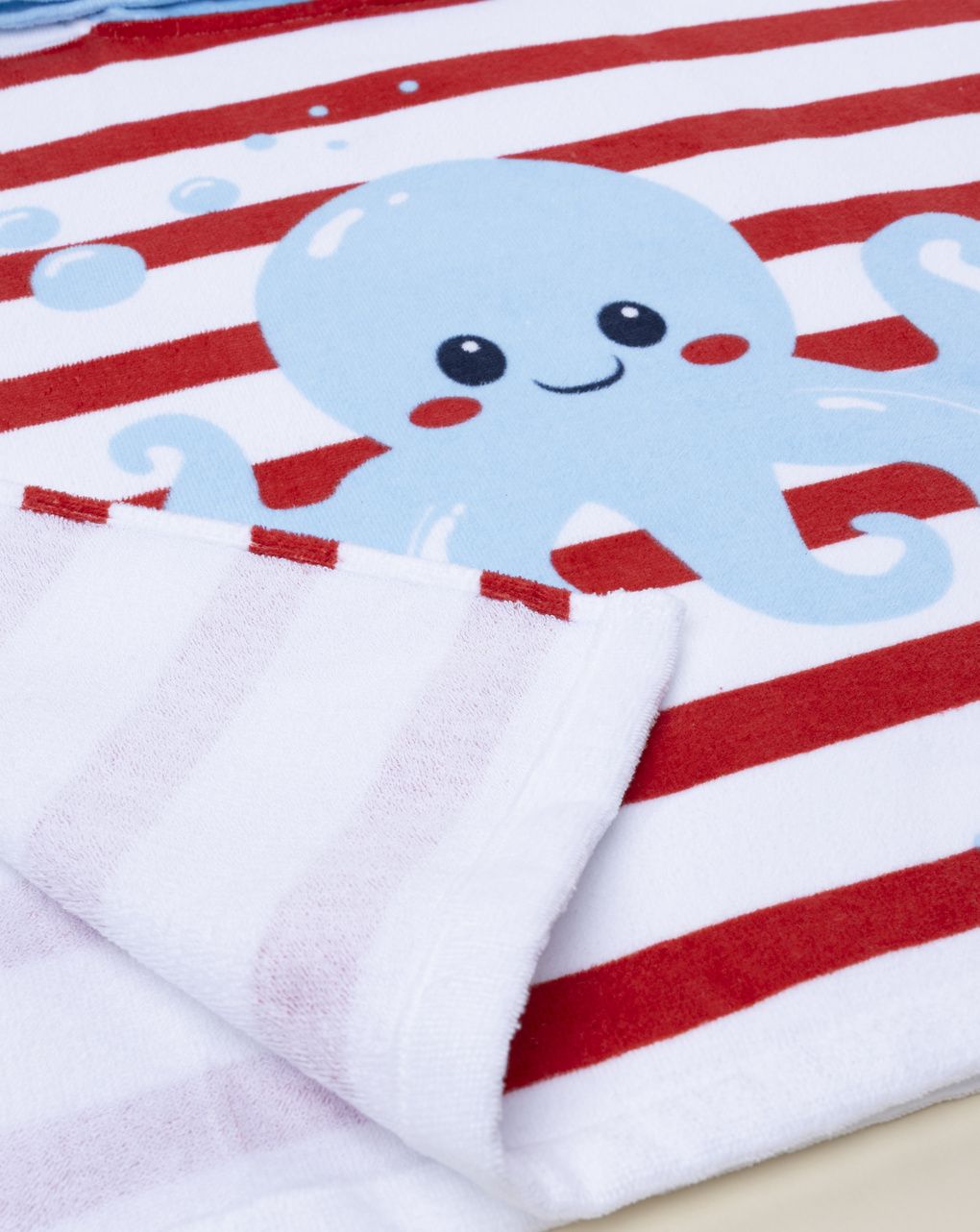 Poncho mare bimbo bianco/rosso polipo