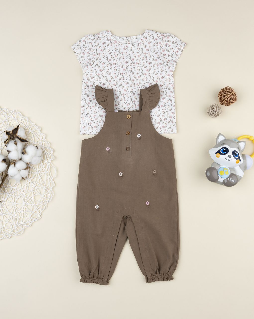 Completo salopet + t-shirt bimba wood