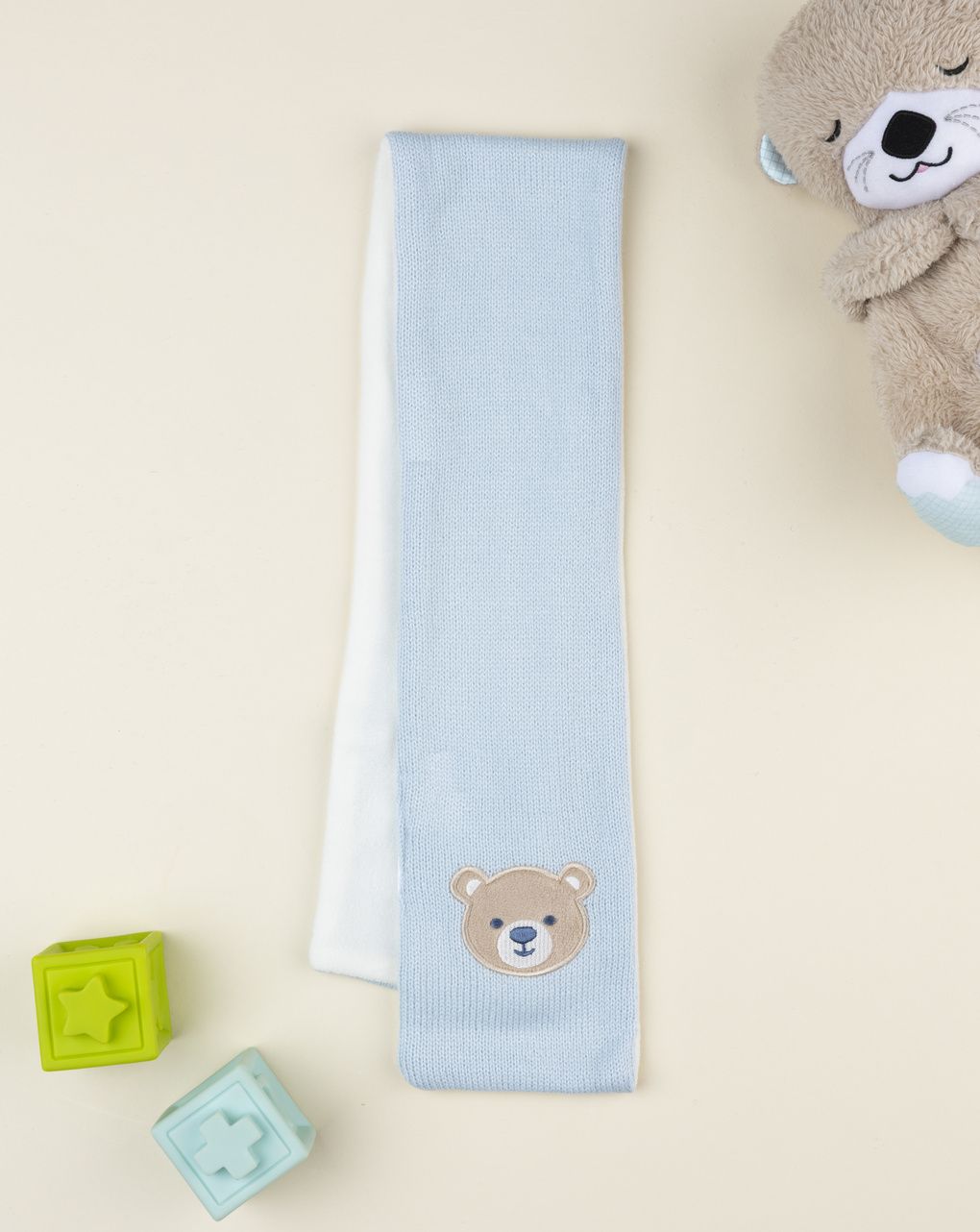 Sciarpa neonato azzurra con orsetto