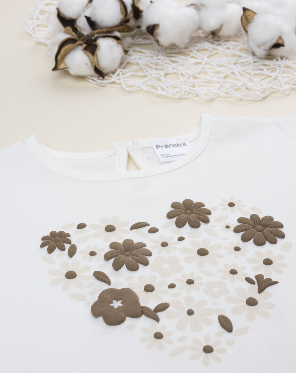 T-shirt bimba bianca stampa rilievo