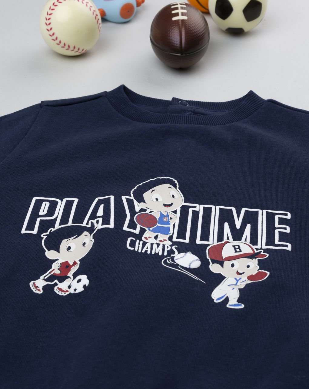 Felpa bimbo blu stampa "play time"