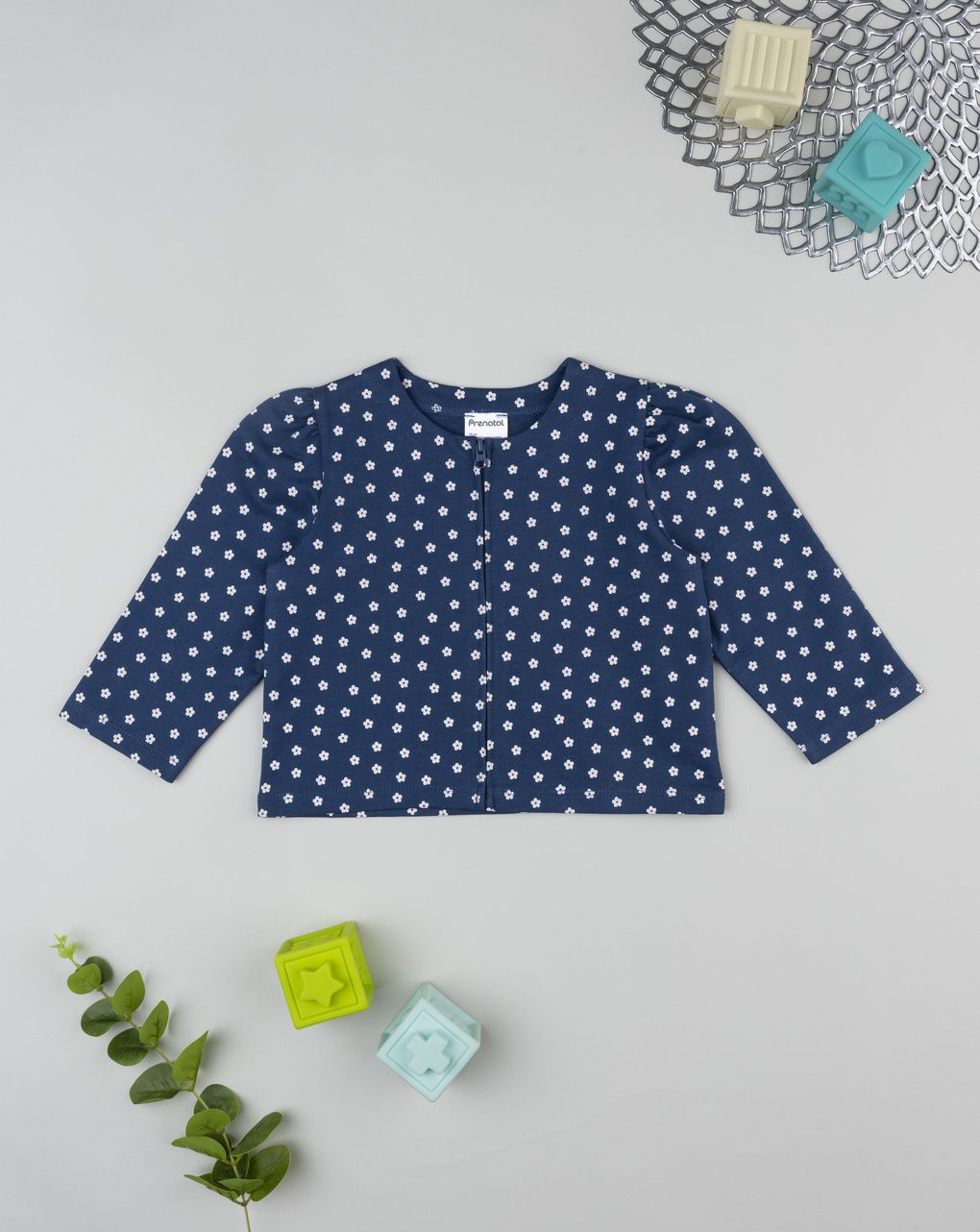 Felpa bimba blu micro fiori