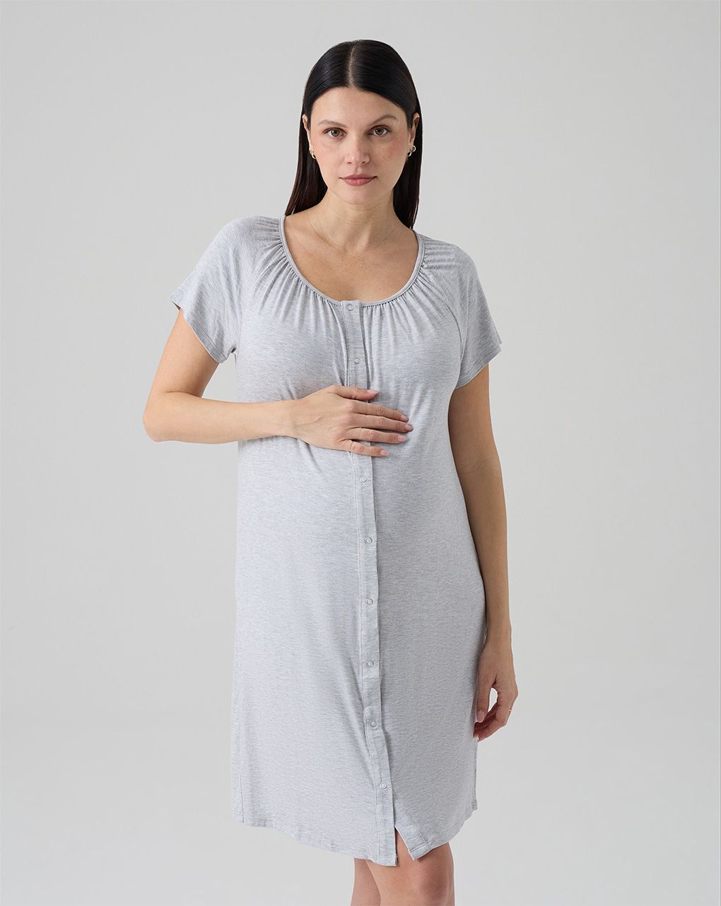 Camicia da notte premaman grigio chiaro