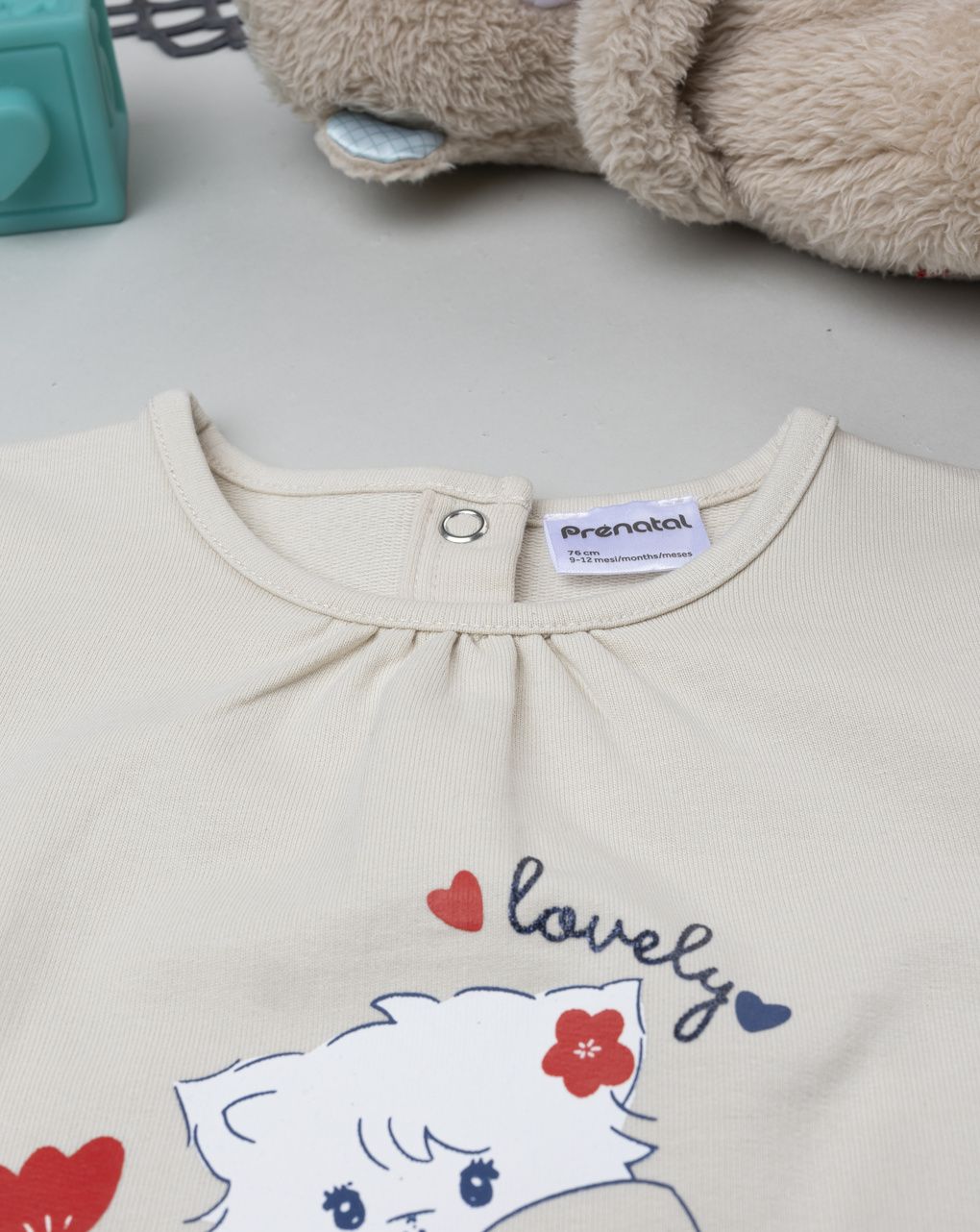 Felpa bimba beige stampata