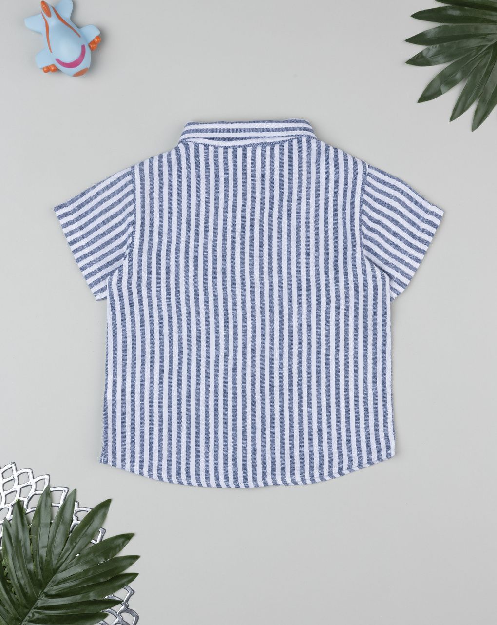 Camicia bimbo lino bianco/blu