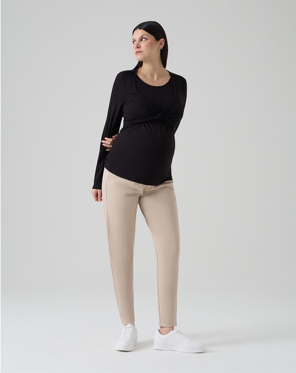 T-shirt allattamento nera maniche lunghe