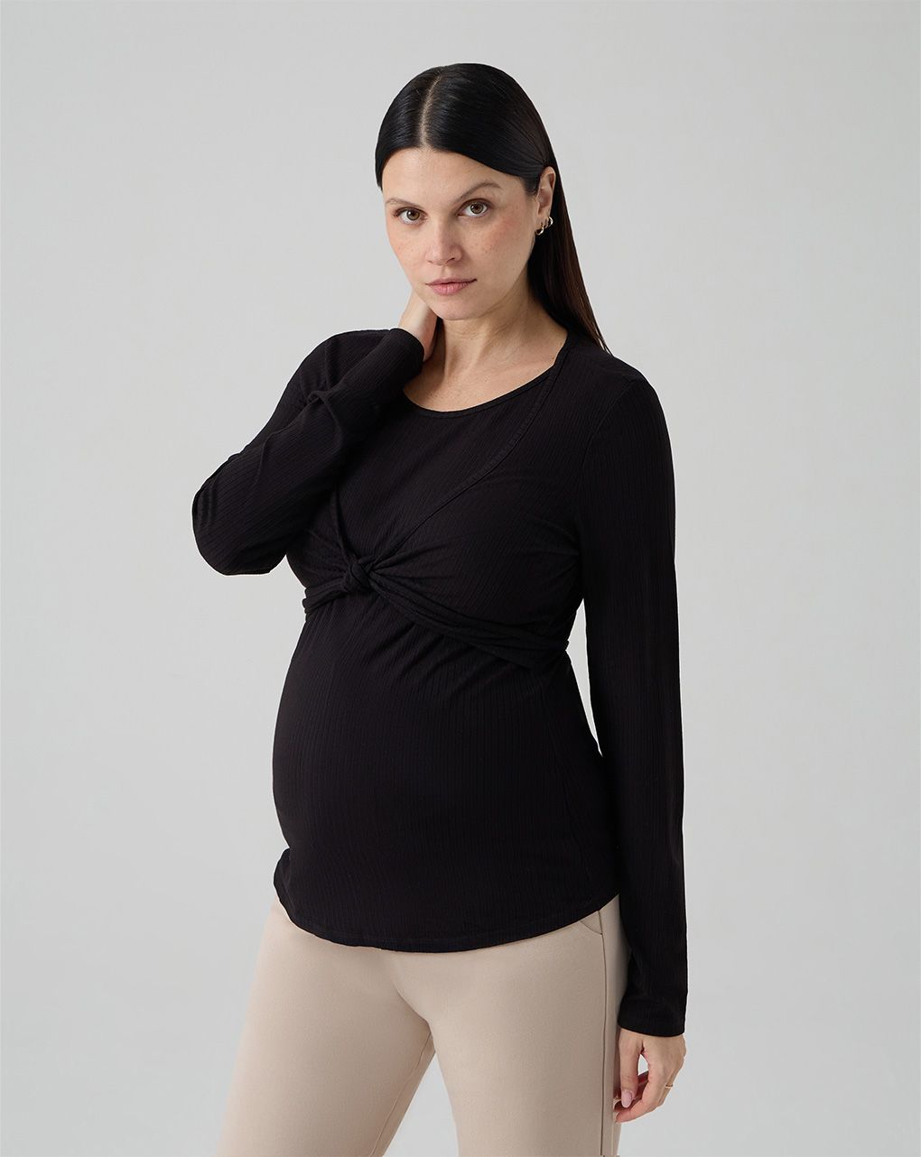 T-shirt allattamento nera maniche lunghe