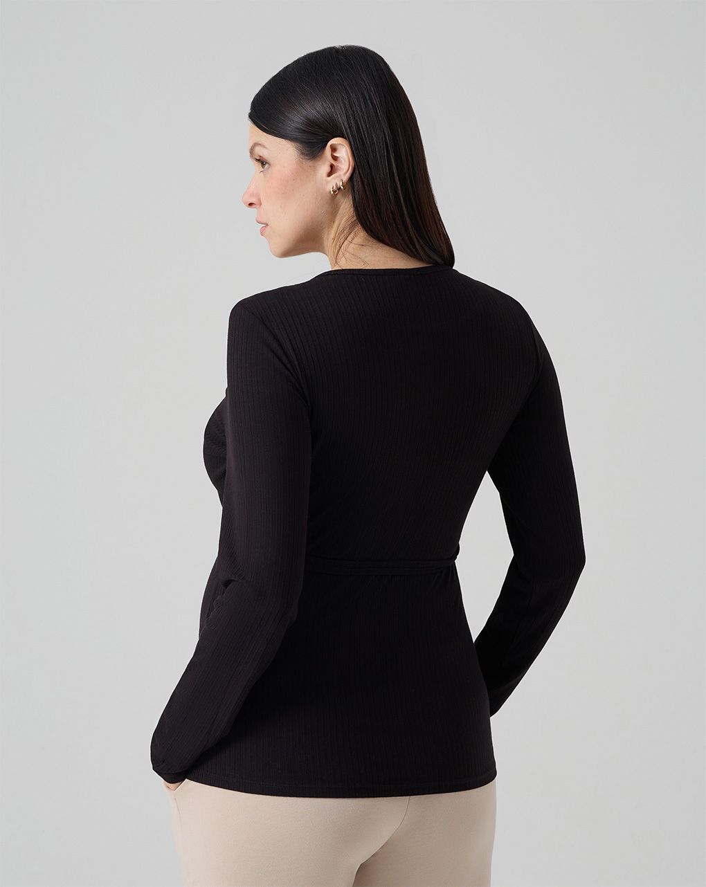 T-shirt allattamento nera maniche lunghe