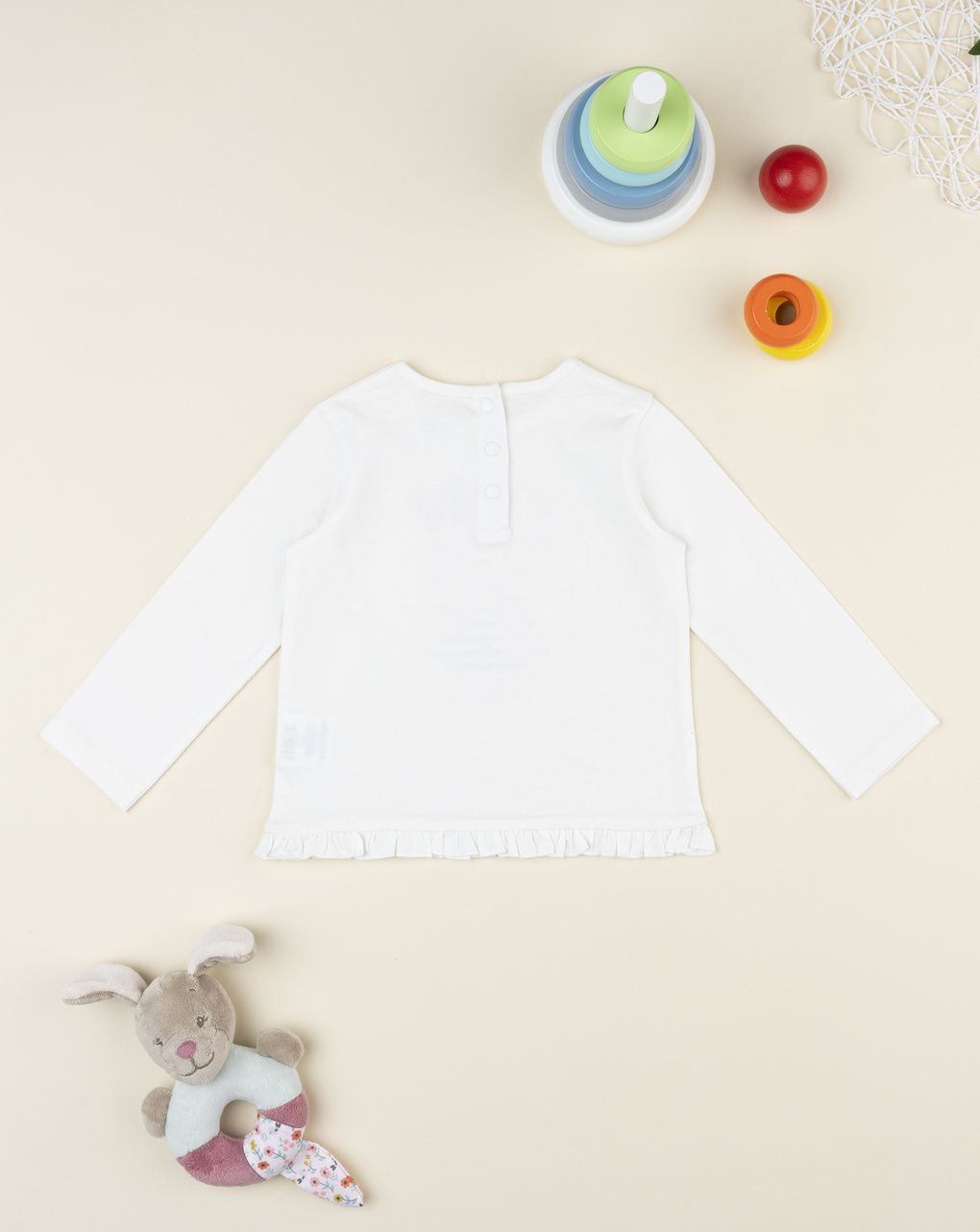 T-shirt bimba bianca stampa orso