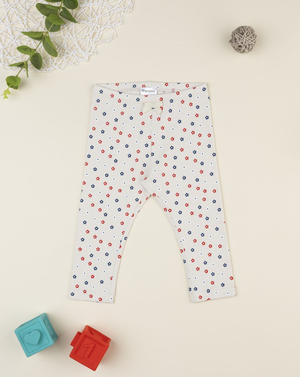 Legging bimba beige stampa allover
