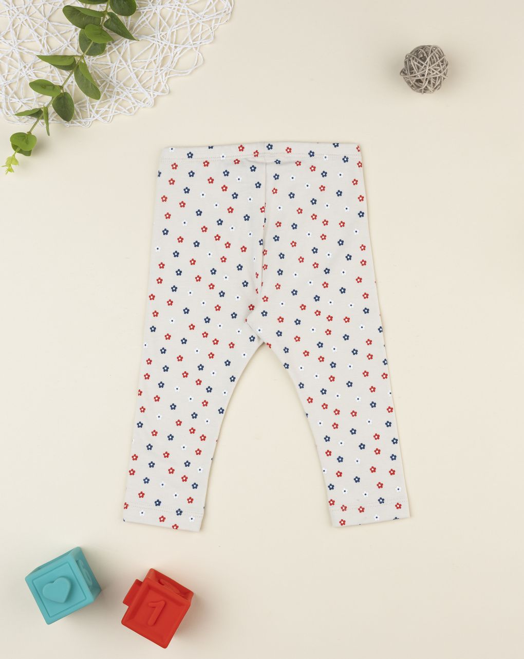 Legging bimba beige stampa allover