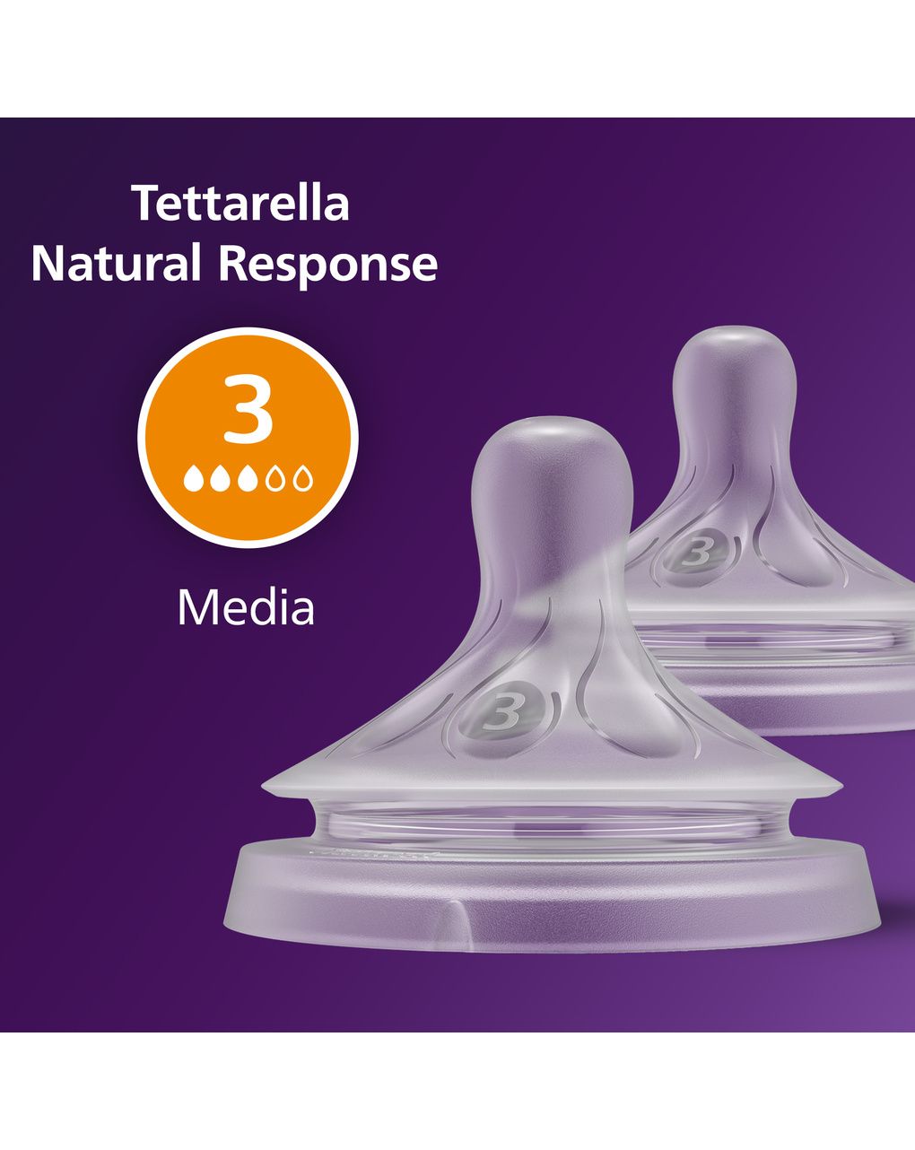 Tettarella natural response flusso 3 (medio). età consigliata: 3-6m. 2pz scy963/02 tettraelle per biberon - philips avent