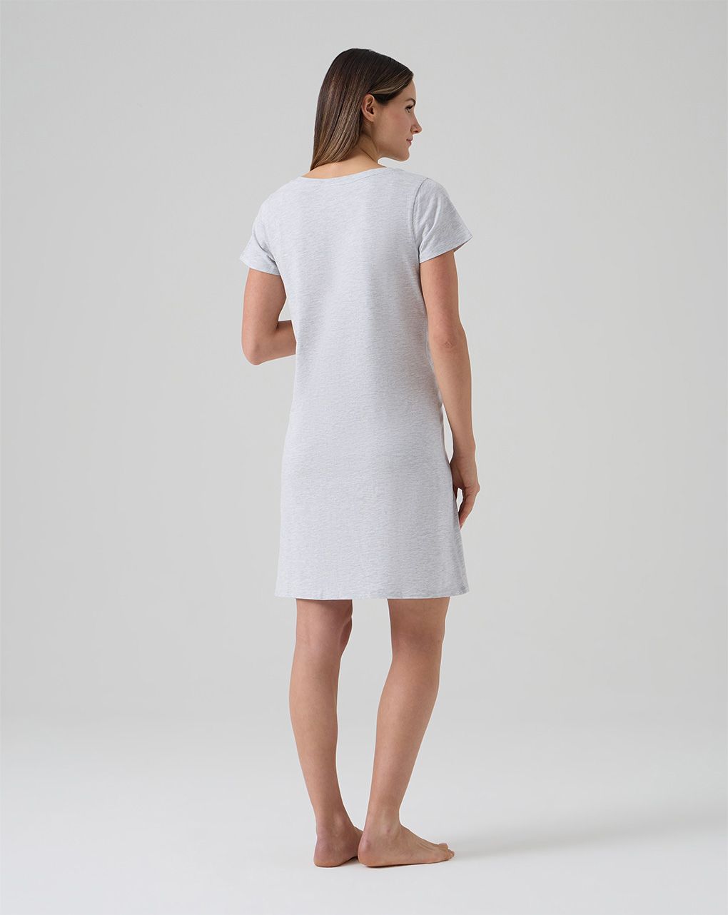 Camicia da notte pre-parto grigia con stampa