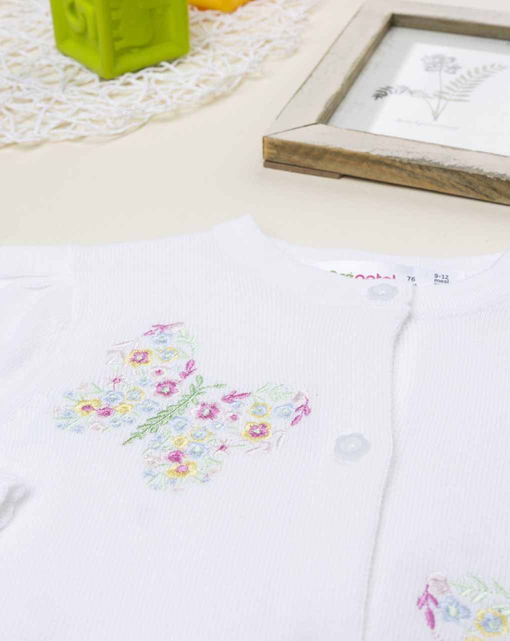 Cardigan bimba bianco farfalle