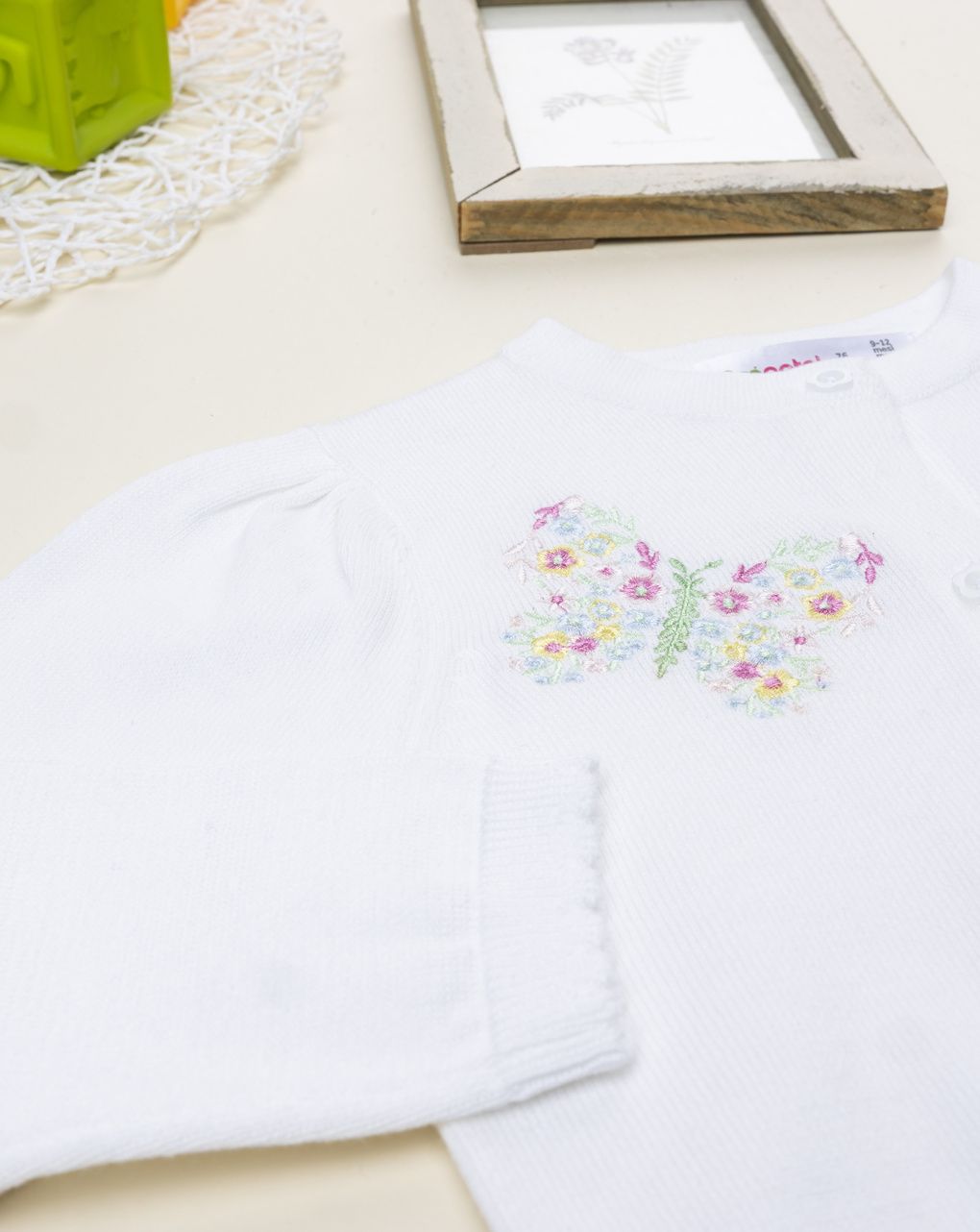 Cardigan bimba bianco farfalle
