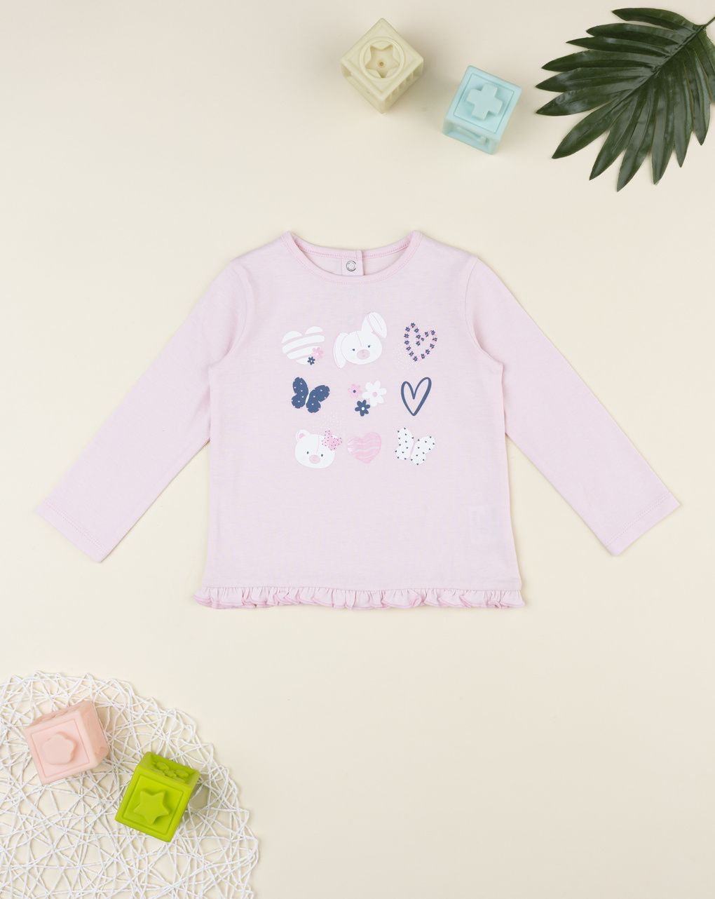 T-shirt bimba rosa cuori