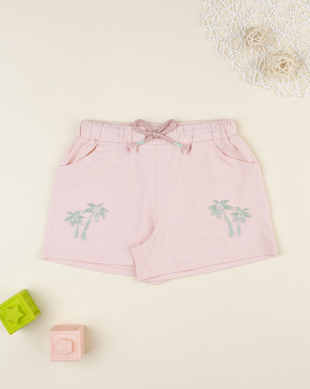 Shorts rosa bambina palme