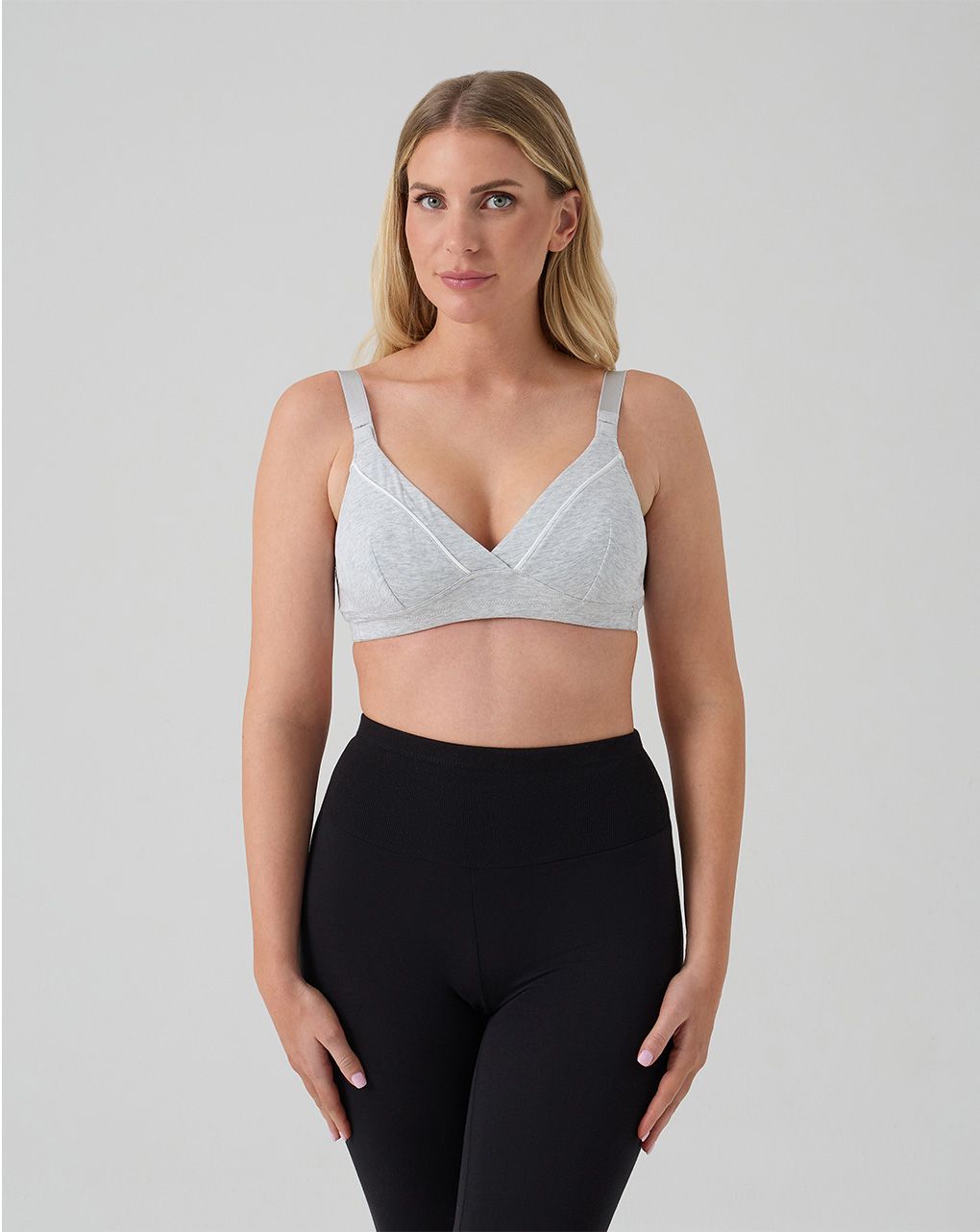 Reggiseno allattamento grigio inseri bianchi