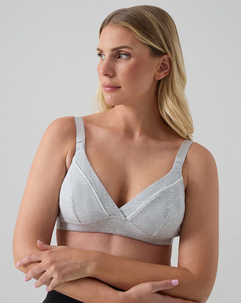 Reggiseno allattamento grigio inseri bianchi