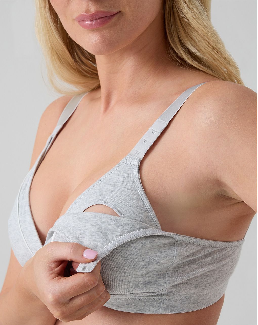 Reggiseno allattamento grigio inseri bianchi