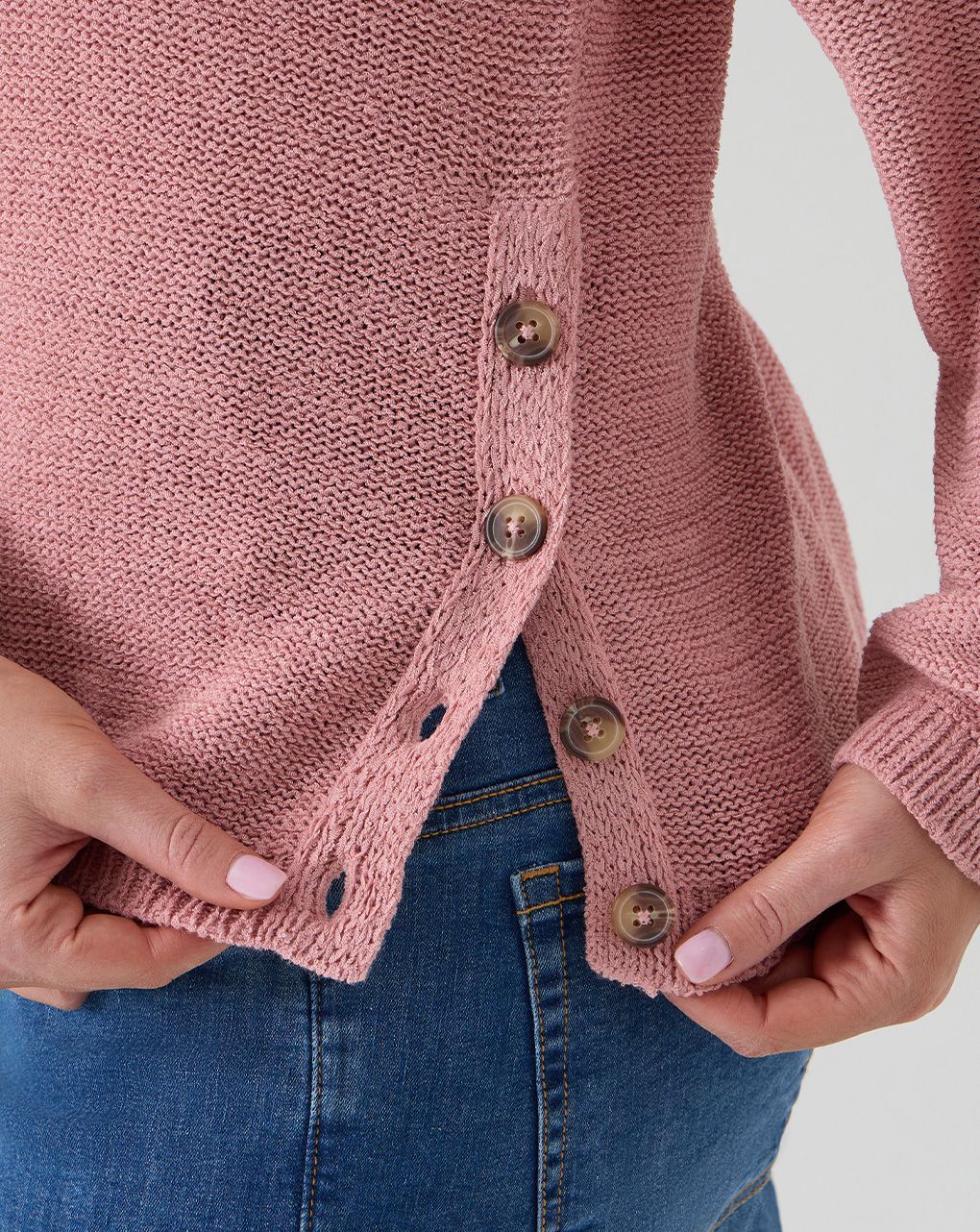 Maglia tricot rosa allattamento