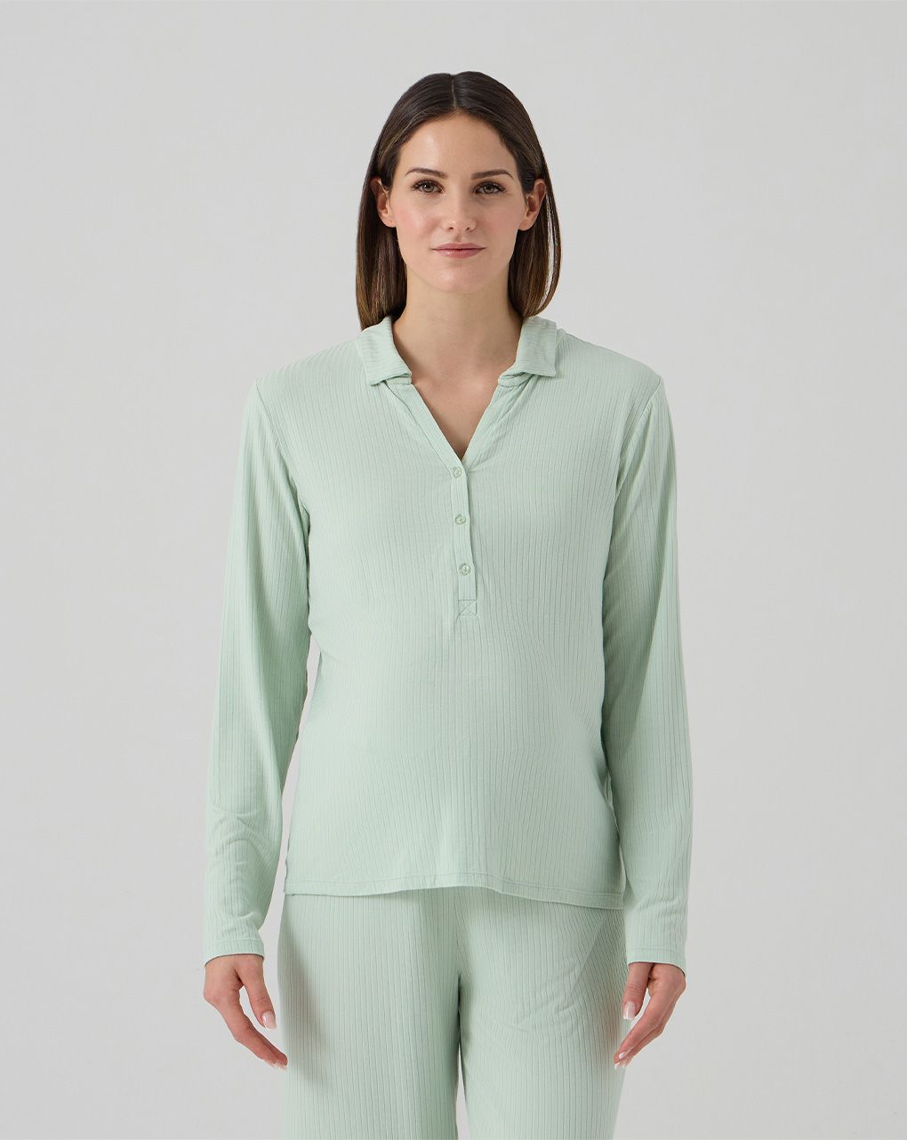 Pigiama allattamento costina verde