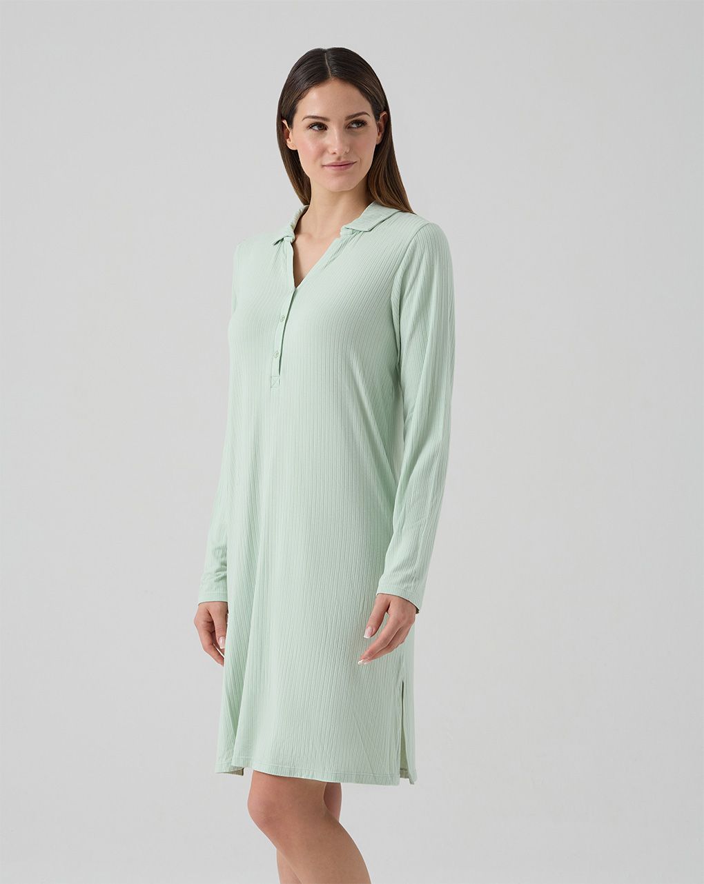 Camicia da notte allattamento costina verde