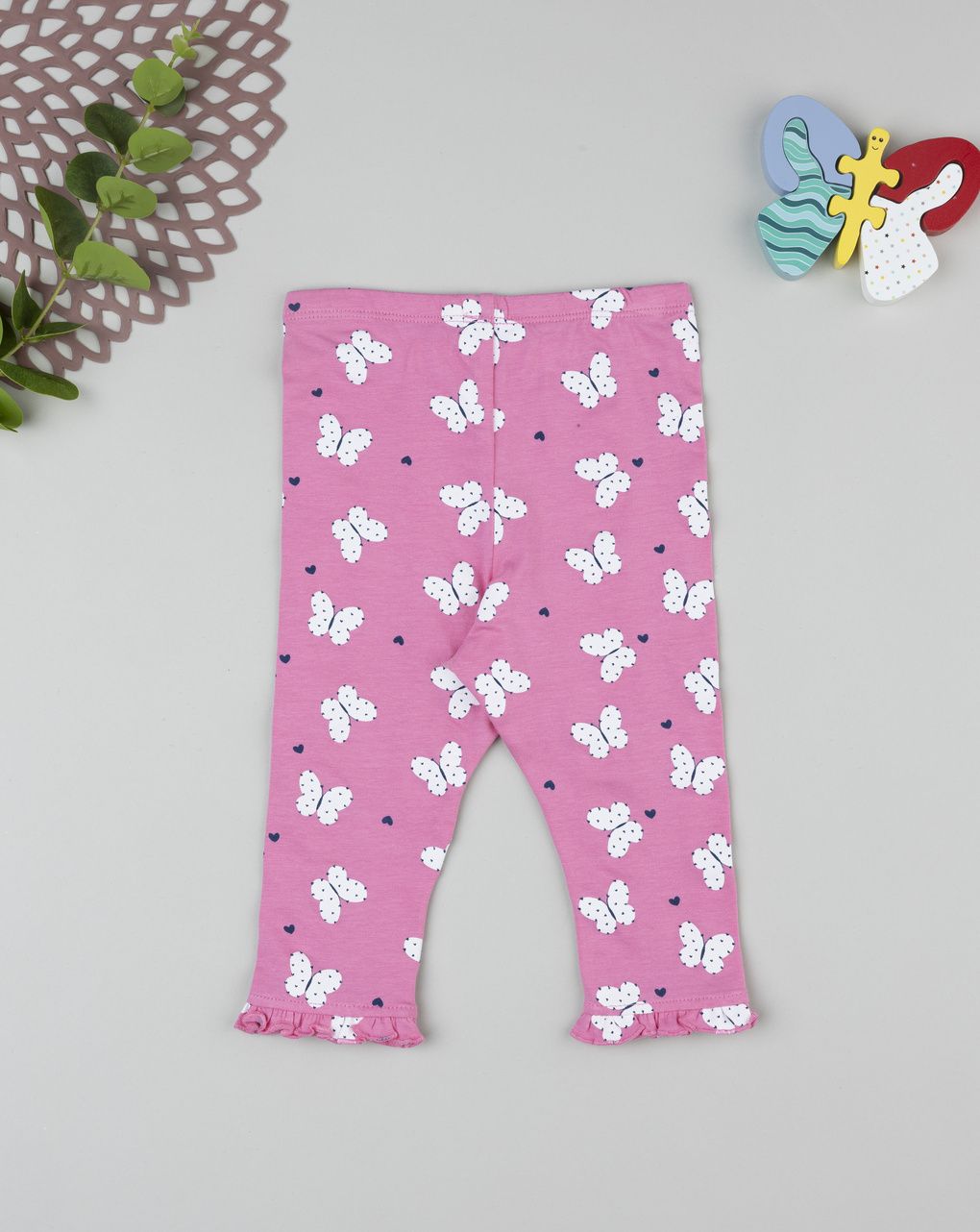 Legging bimba rosa farfalle