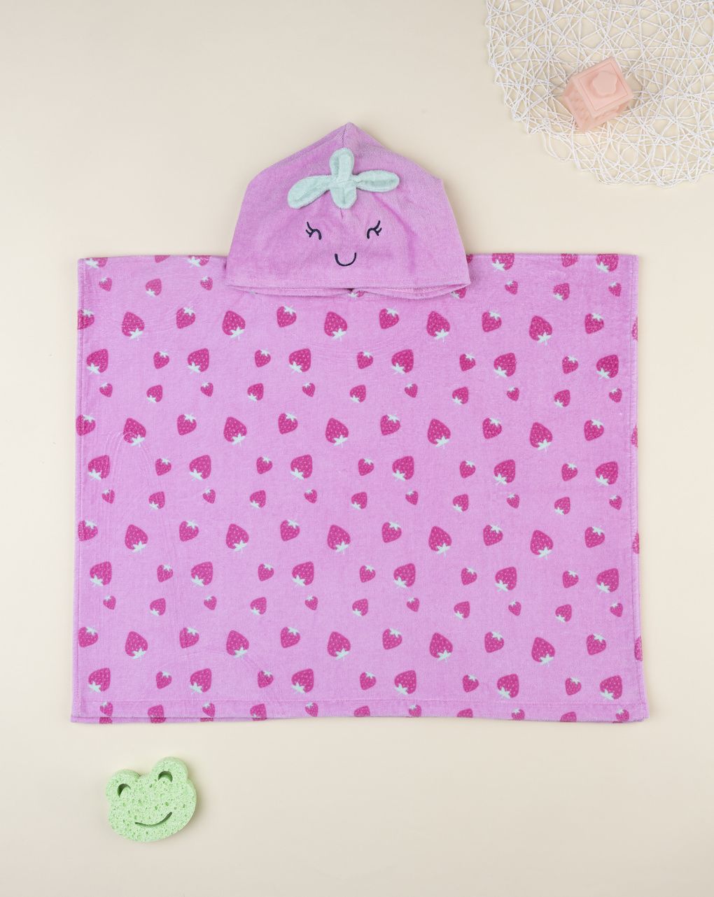 Poncho mare bimba rosa fragola