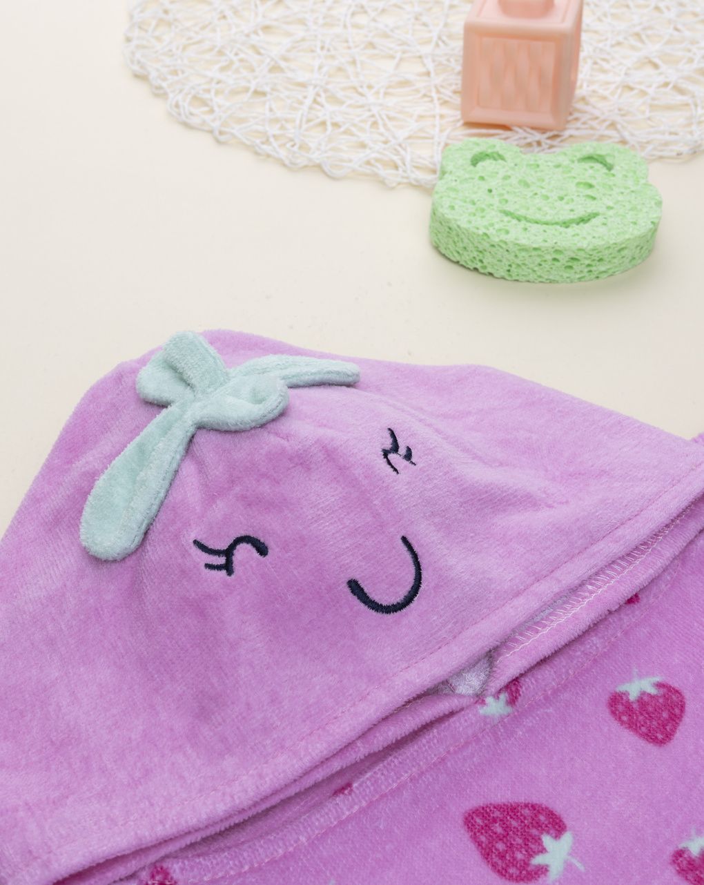 Poncho mare bimba rosa fragola