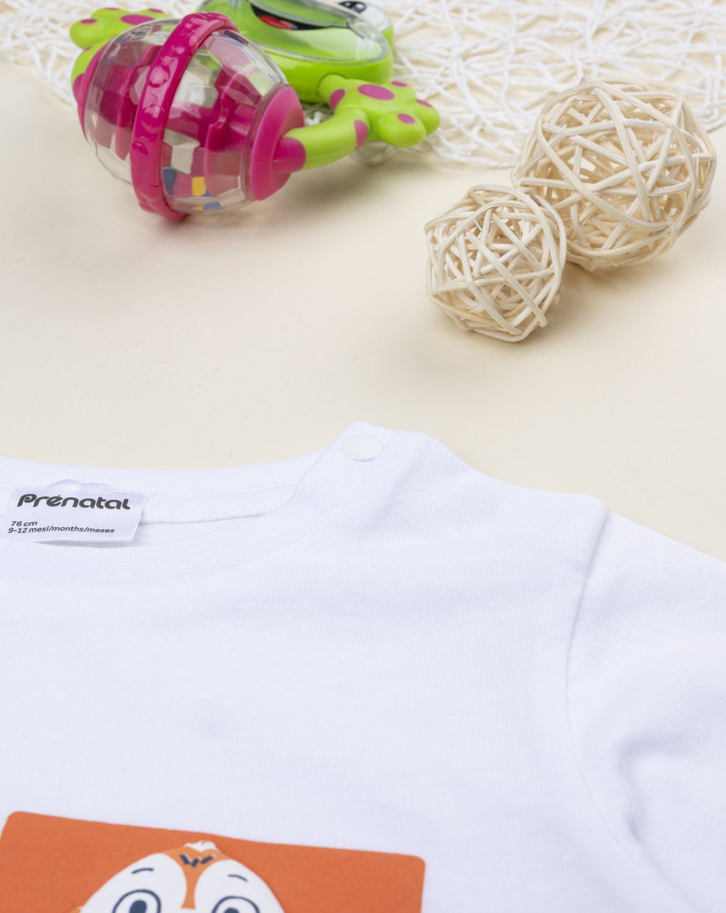 T-shirt bimbo bianca quadri colorati