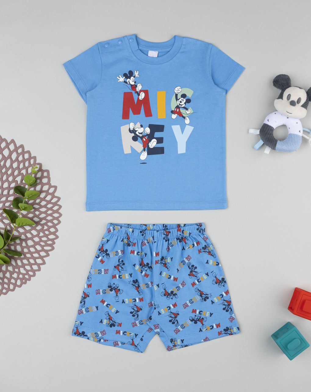 Pigiama corto azzurro bimbo mickey mouse