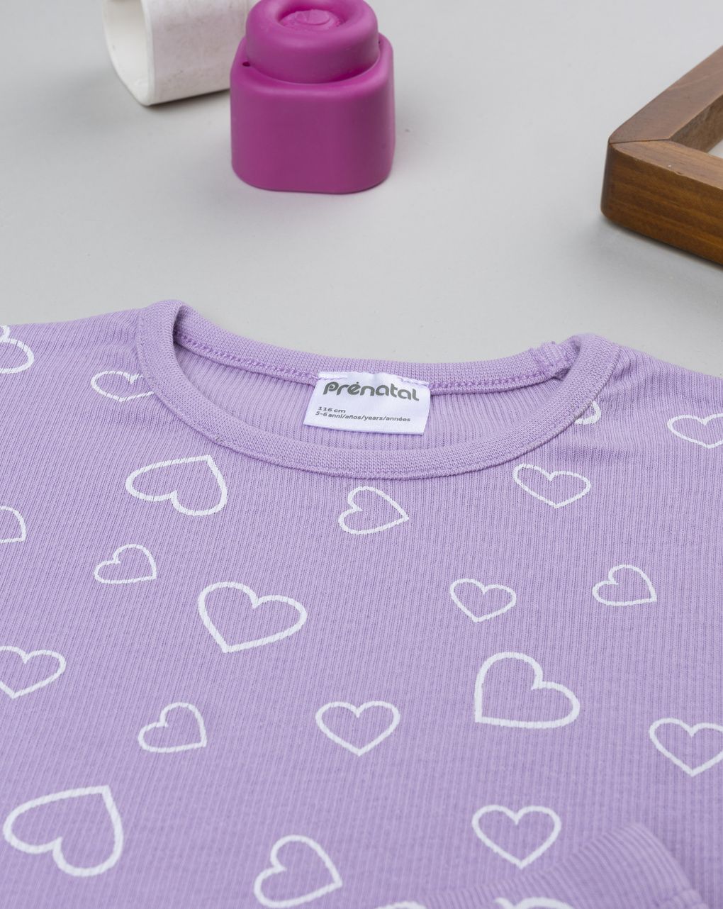 Pigiama corto bambina viola cuori