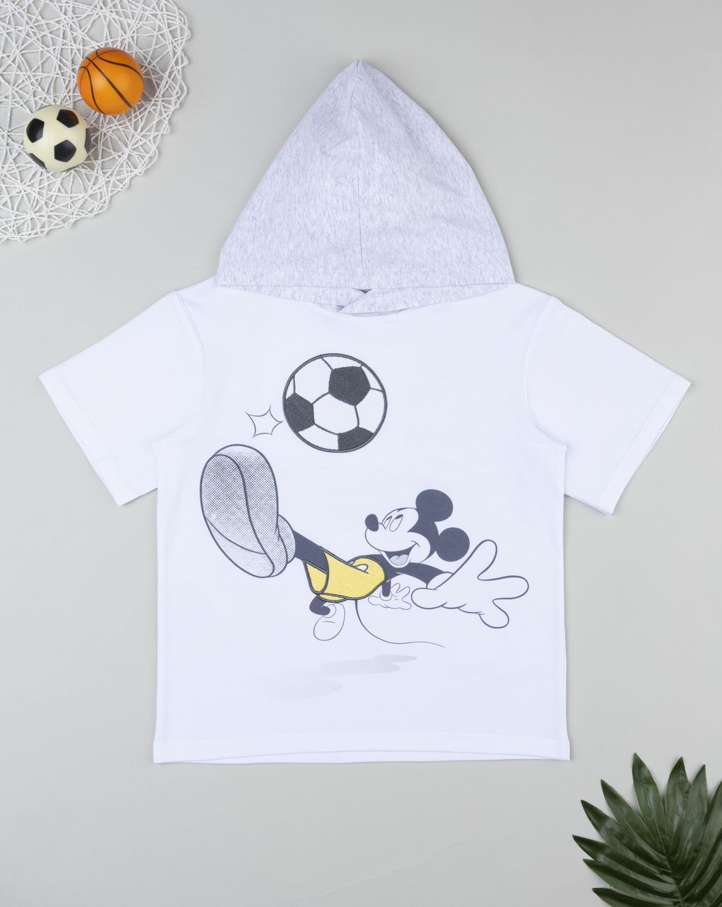 T-shirt bambino mickey calcio con cappuccio
