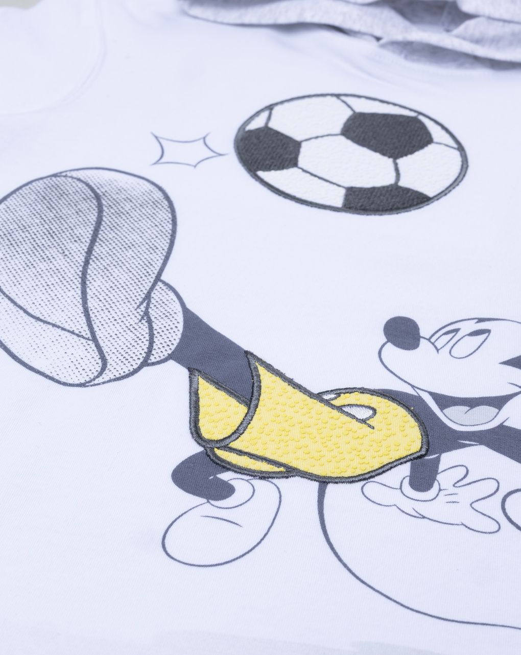 T-shirt bambino mickey calcio con cappuccio