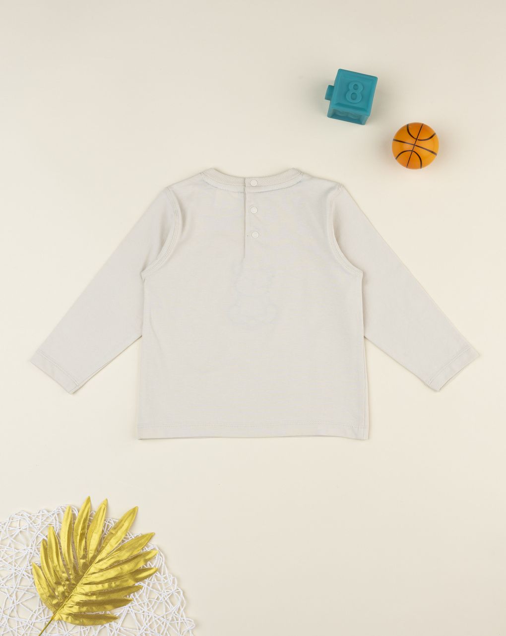 T-shirt bimbo beige stampa basket