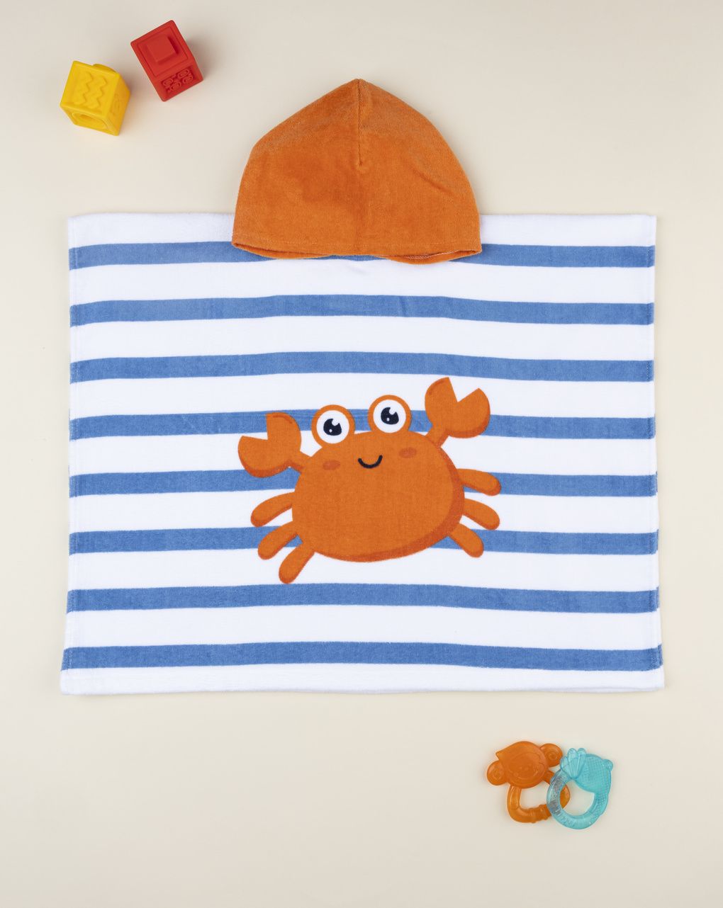 Poncho mare bimbo bianco/blu granchio