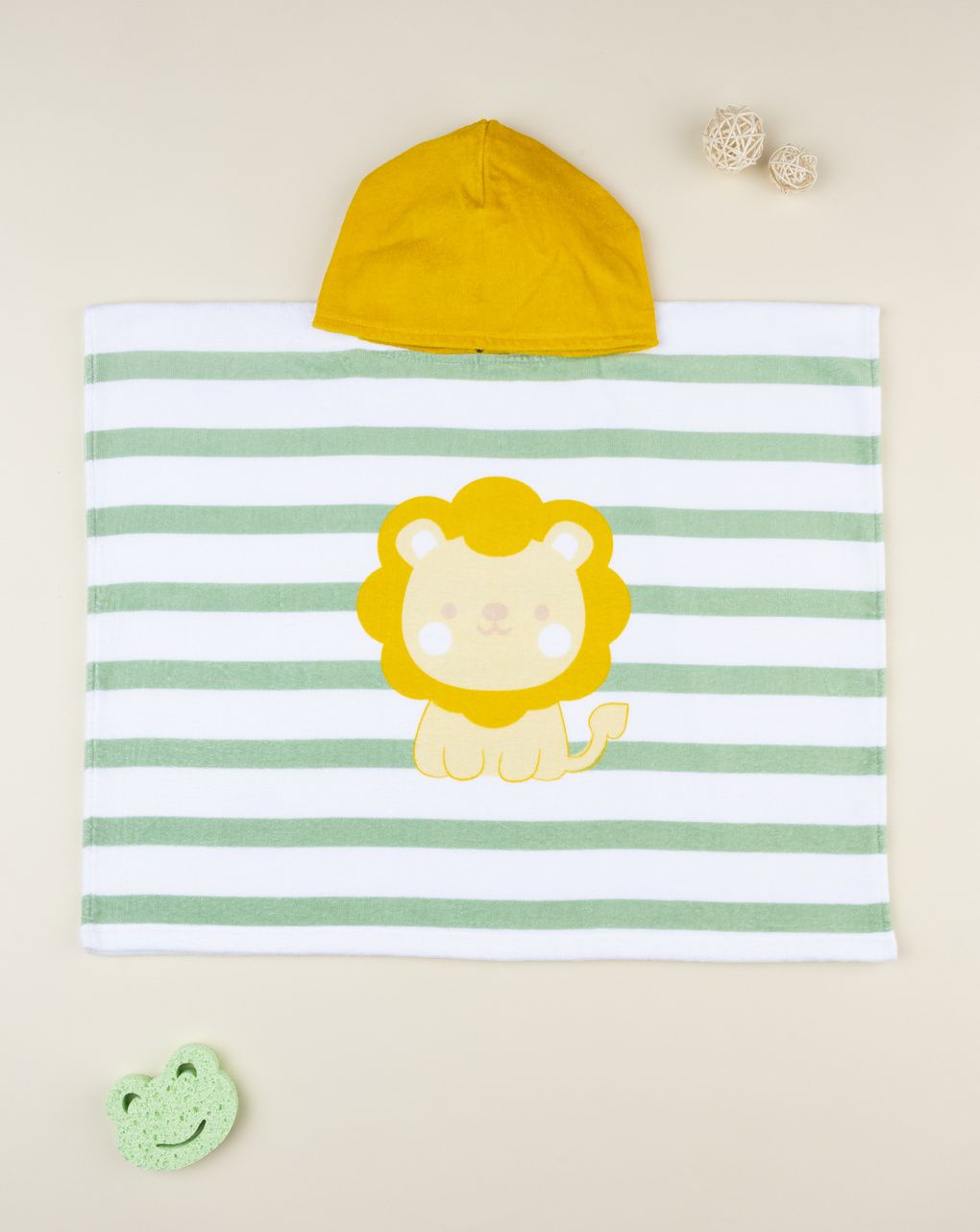 Poncho mare bimbo bianco/verde leone