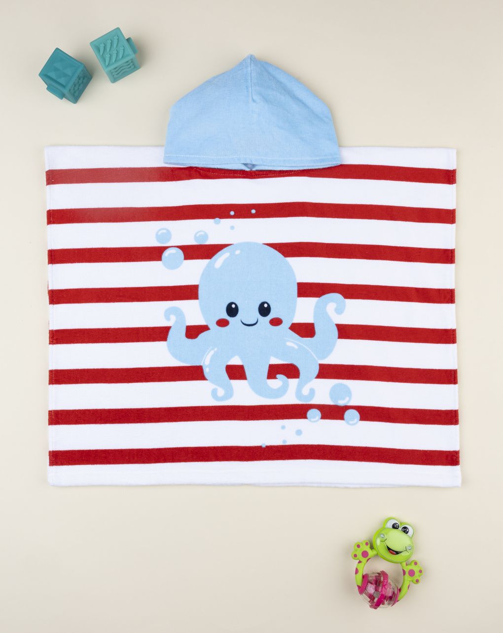 Poncho mare bimbo bianco/rosso polipo