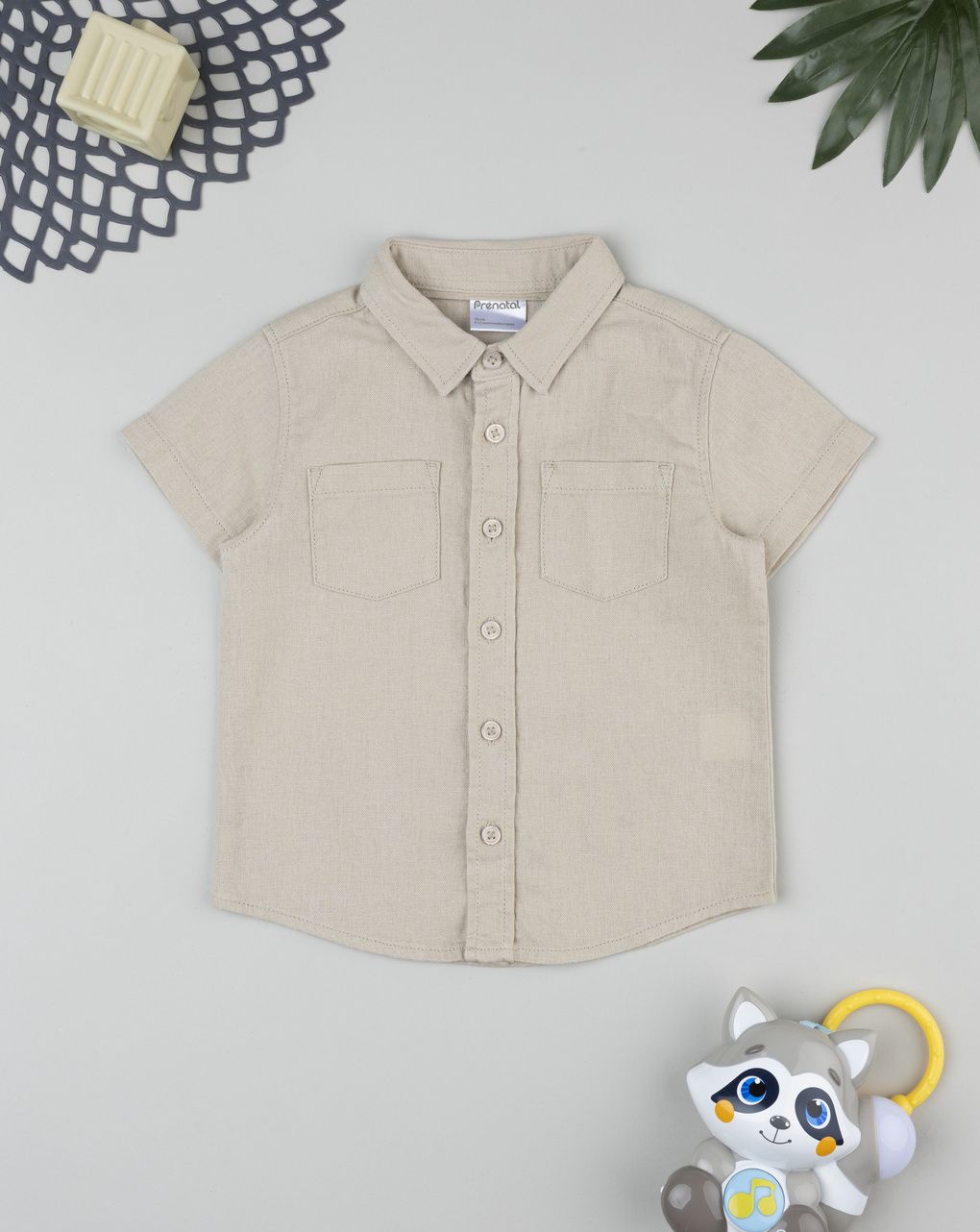 Camicia lino bimbo marrone