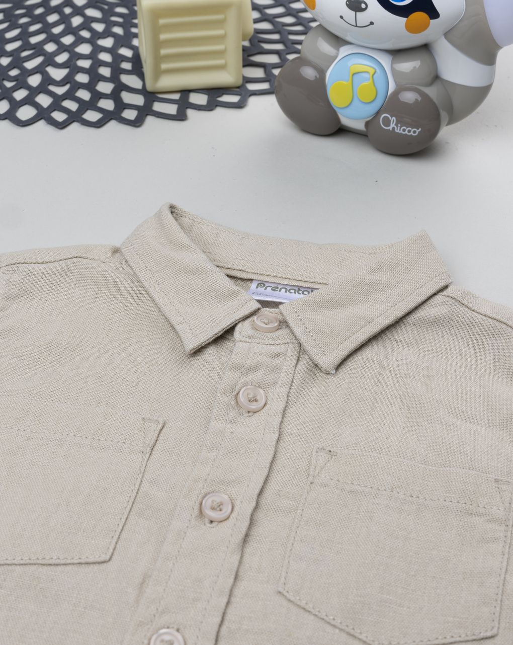 Camicia lino bimbo marrone