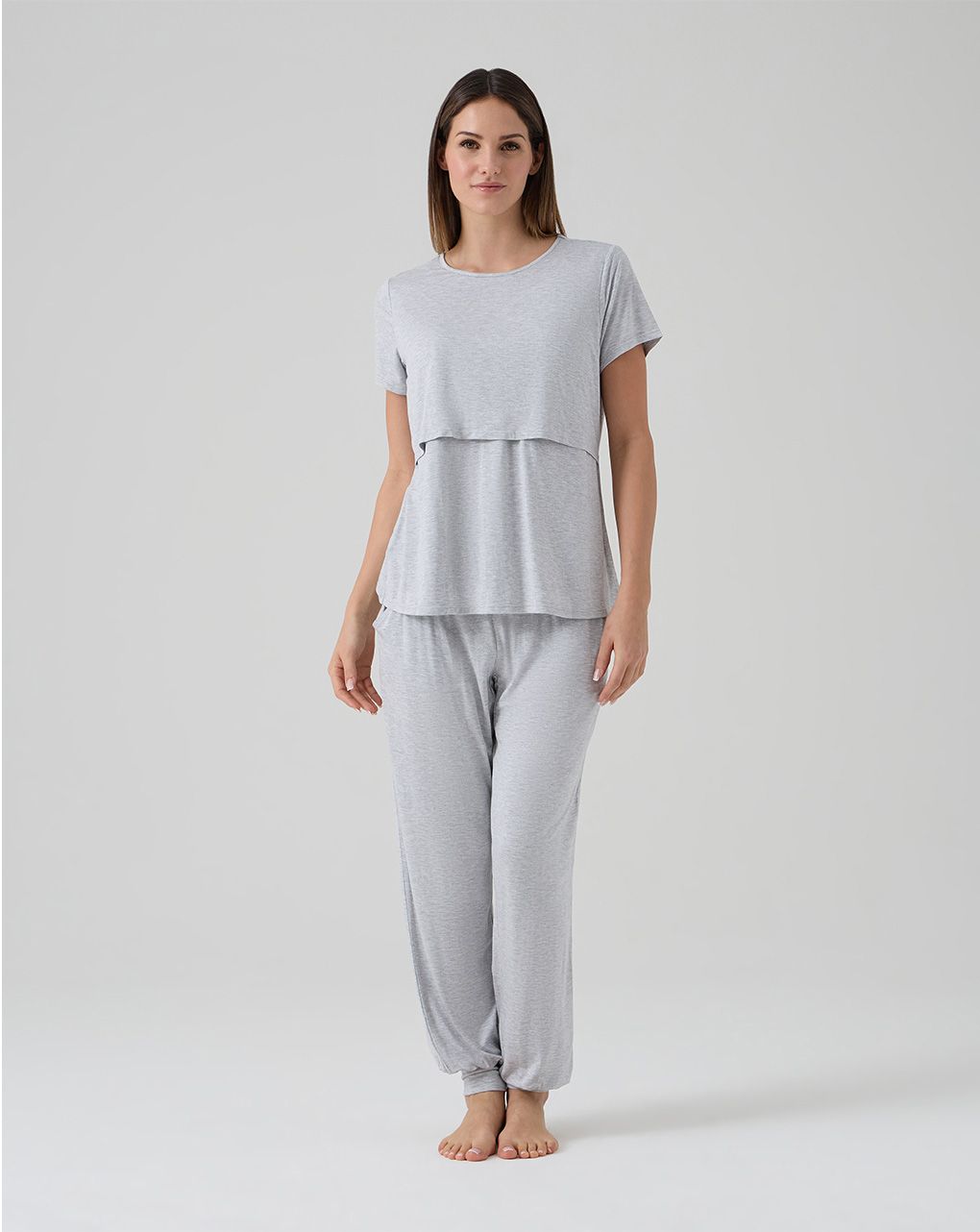 Pigiama allattamento due pezzi grigio