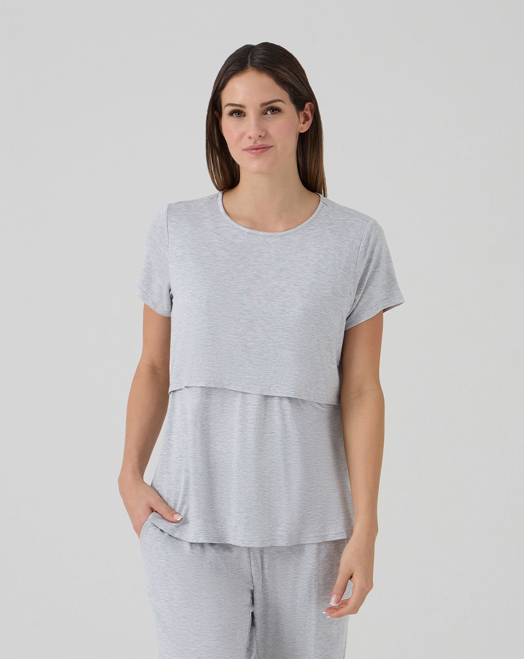 Pigiama allattamento due pezzi grigio