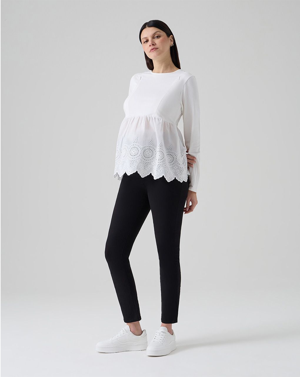 T-shirt allattamento sangallo bianco