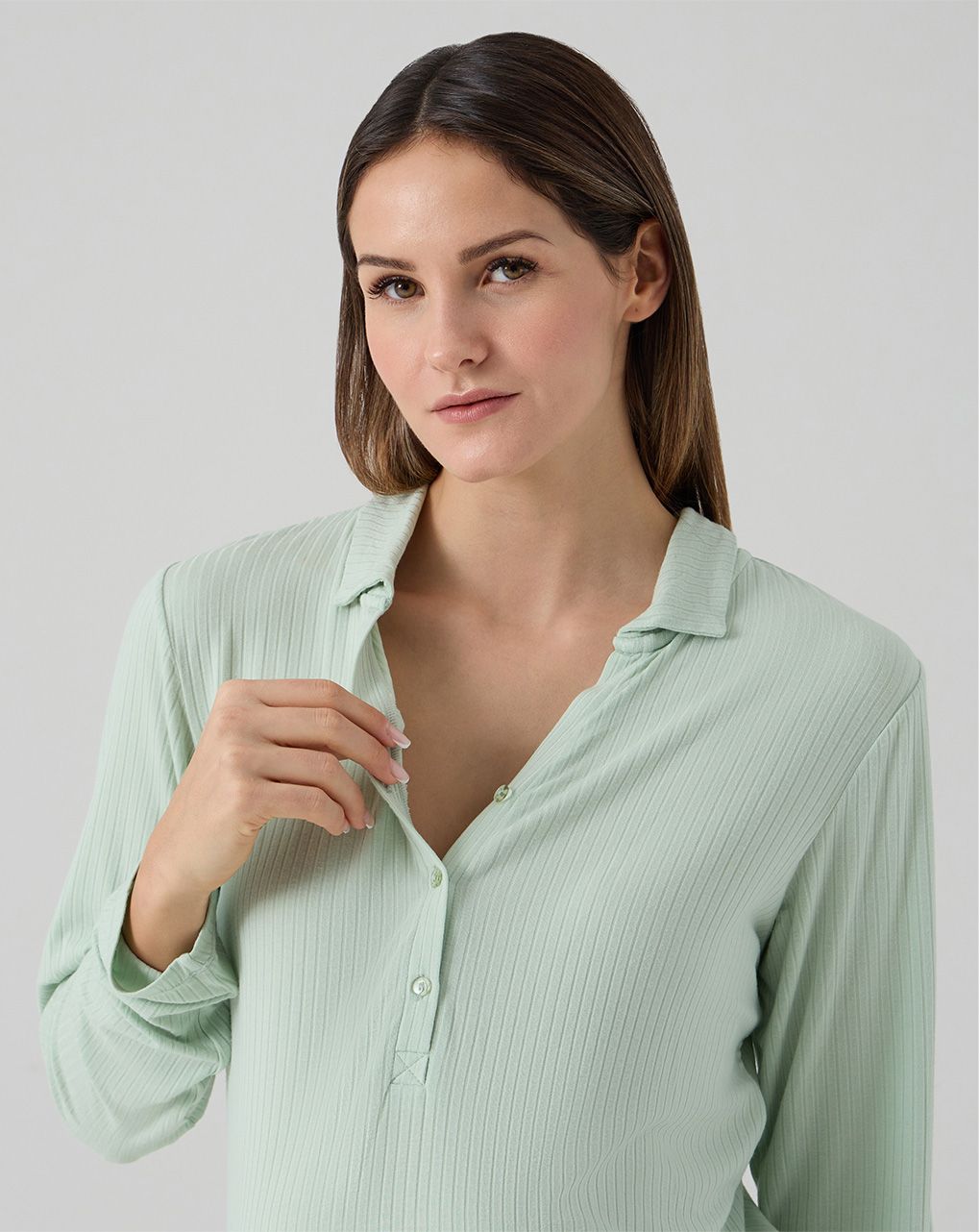 Pigiama allattamento costina verde