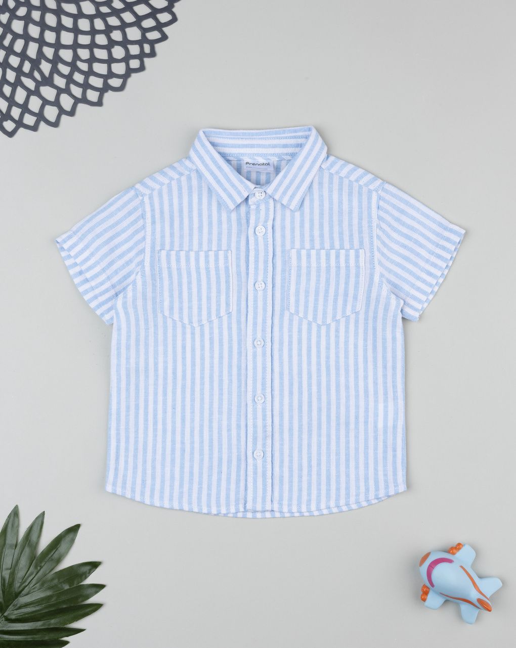 Camicia lino bimbo azzurra