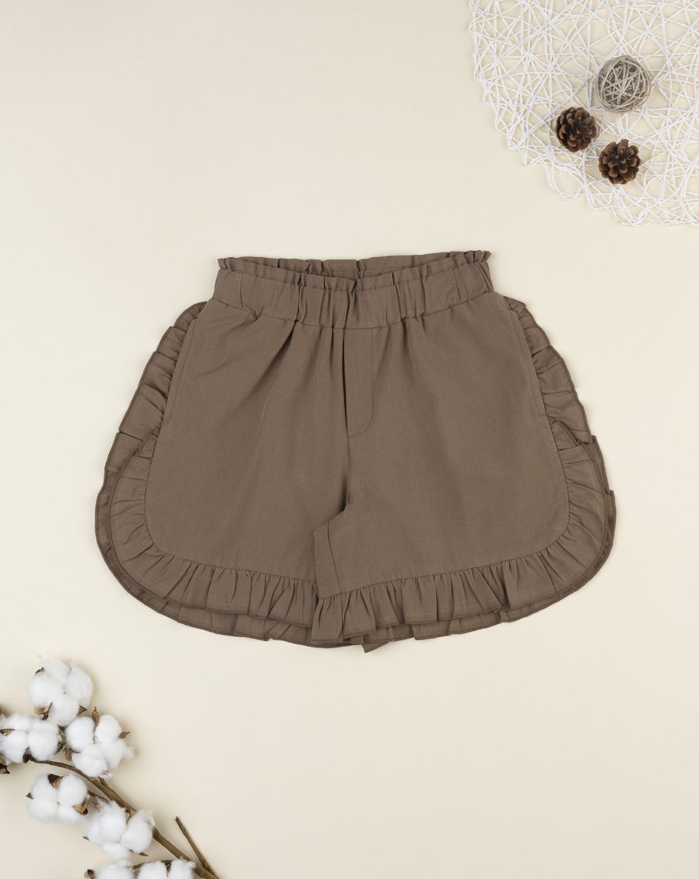 Shorts bimba popeline marrone