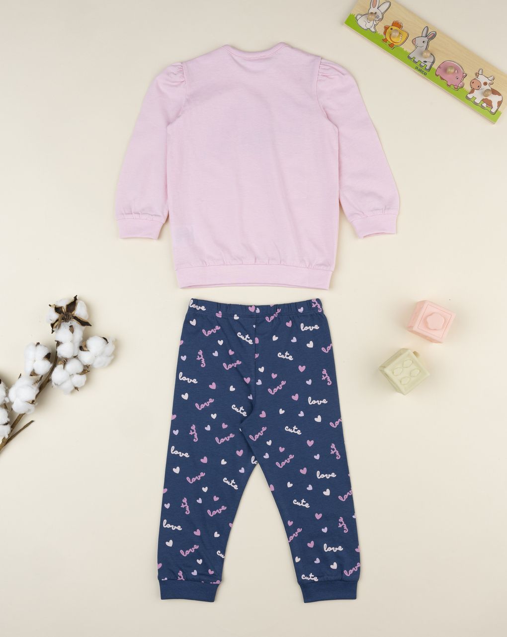 Pigiama 2 pezzi bimba rosa/blu