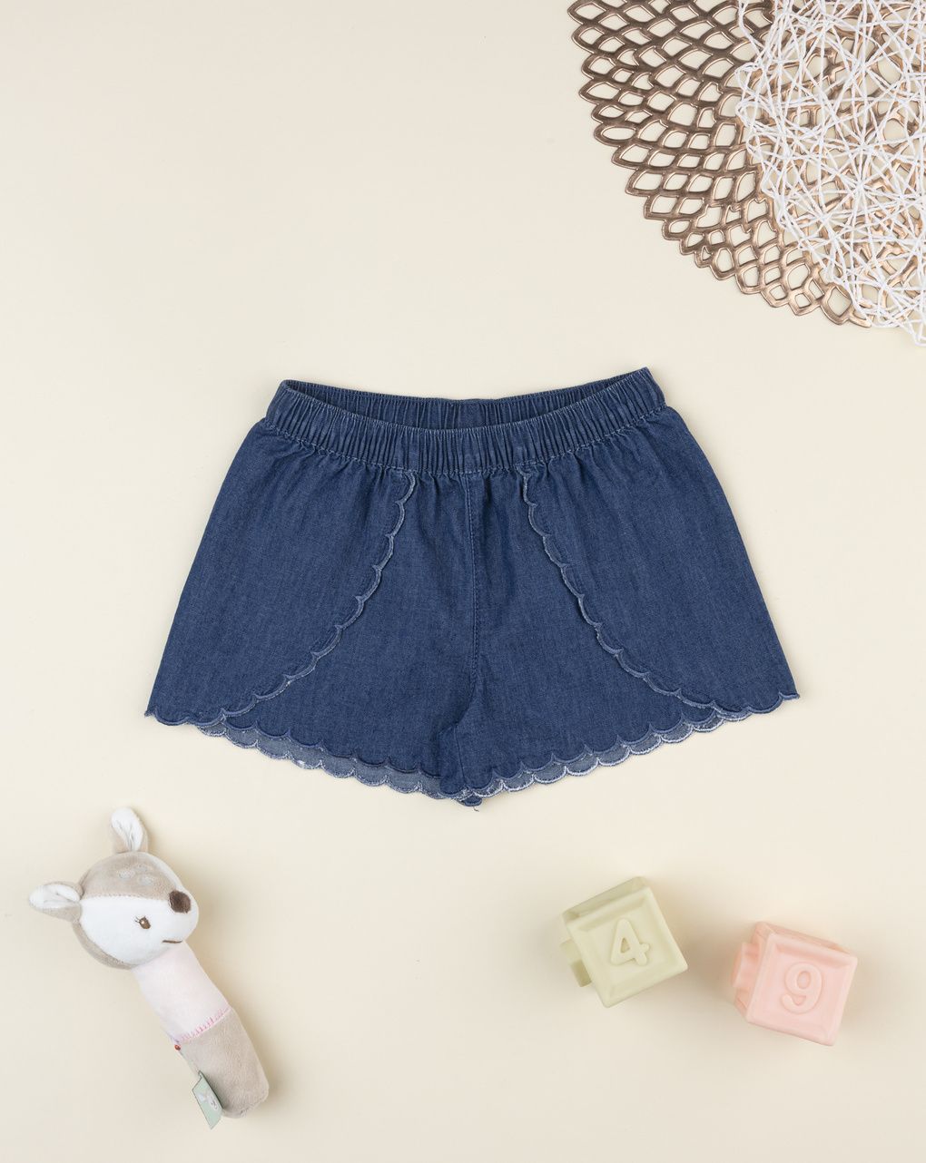 Shorts bimba denim scuro